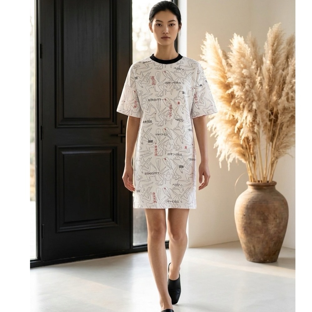 Marcell Von Berlin Womens Graphic Print T-Shirt Dress White SS20.W.01.31 NEW